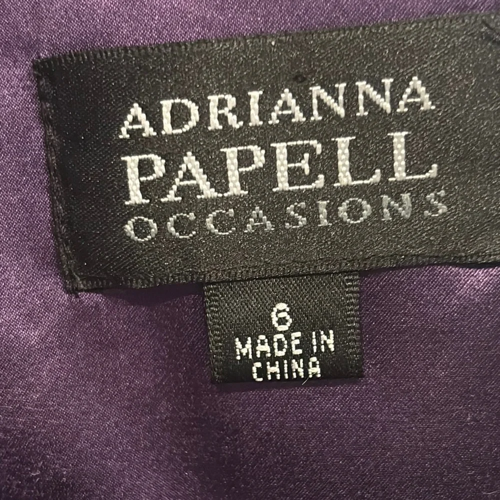 Adrianna Papell Silk purple Cropped Evening Shrug Jacket Blazer Notched Lapel 6